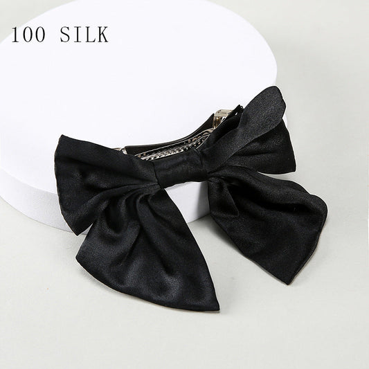 Princess braid bow hairpin headdress Cross-border new product 16 momme silk hairpin