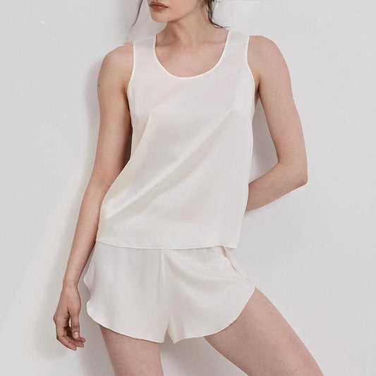 19 Mommy silk pajamas for women, new summer products, mulberry silk sleeveless vest shorts suit, home clothes