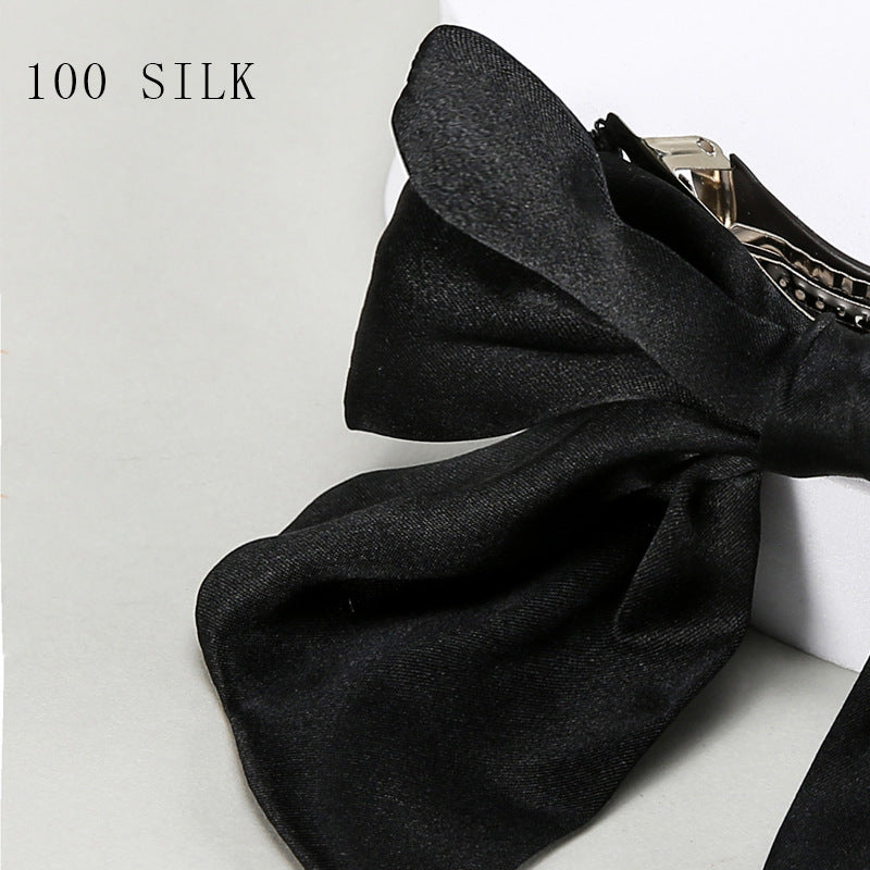 Princess braid bow hairpin headdress Cross-border new product 16 momme silk hairpin