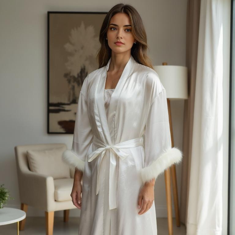 Faux fur robe set women's home clothes sexy pajamas robe