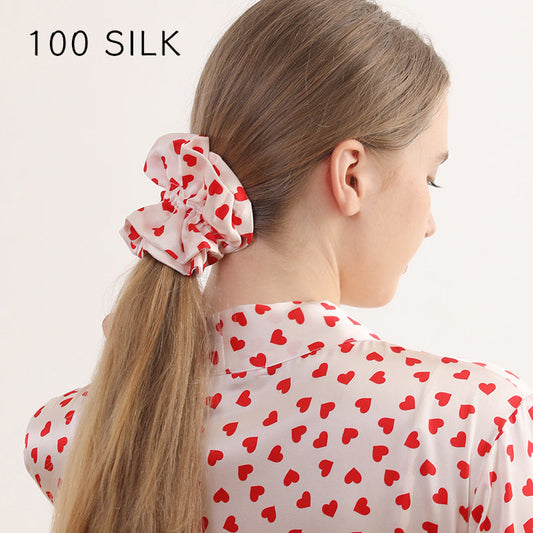 19 Momme double-layer silk hair band for girls, sweet hair rope, 100% mulberry silk hair tie