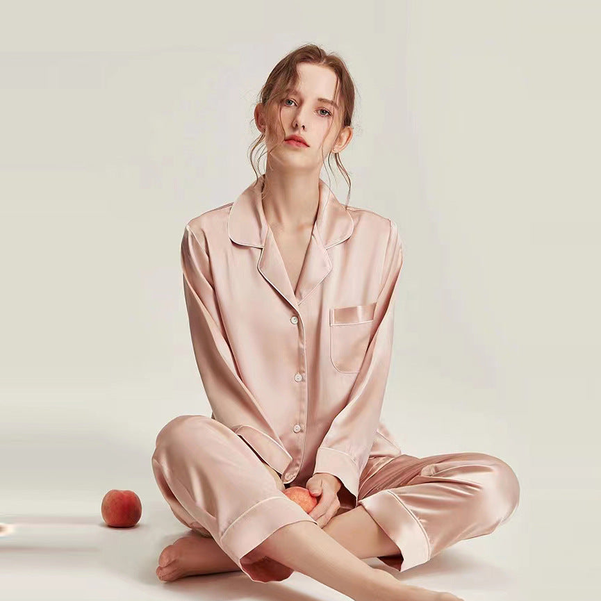 22 Momme silk pajamas home wear 2023 new spring and summer heavy mulberry silk women's long-sleeved two-piece suit
