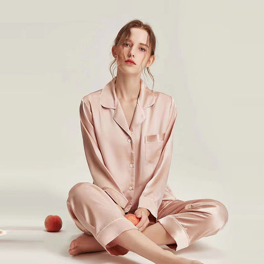 22 Momme silk pajamas home wear 2023 new spring and summer heavy mulberry silk women's long-sleeved two-piece suit