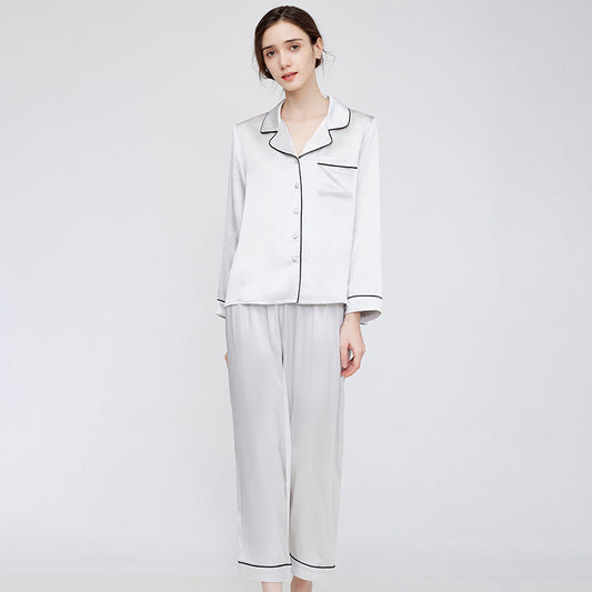 2024 autumn and winter new products 19mm silk pajamas women's high-end simple 100% mulberry silk home wear suit